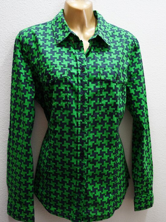 Michael Kors Tops - Michael Kors Womens Button Top Roll Tab L/S Green Pattern Shirt size L